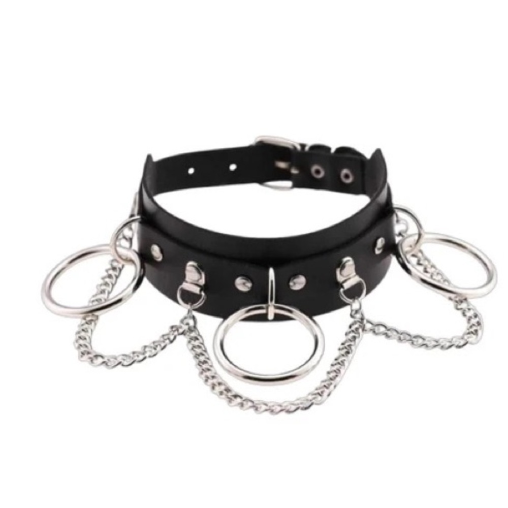 Necklace PU Leather Black Goth Punk Rock Choker Necklaces For Women